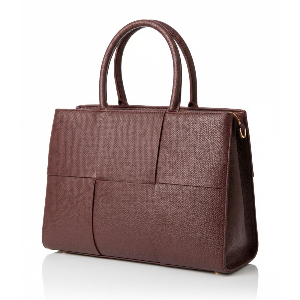 حقيبة يد جلدية منقوشة بنقشة مربعات، موديل BG28-130