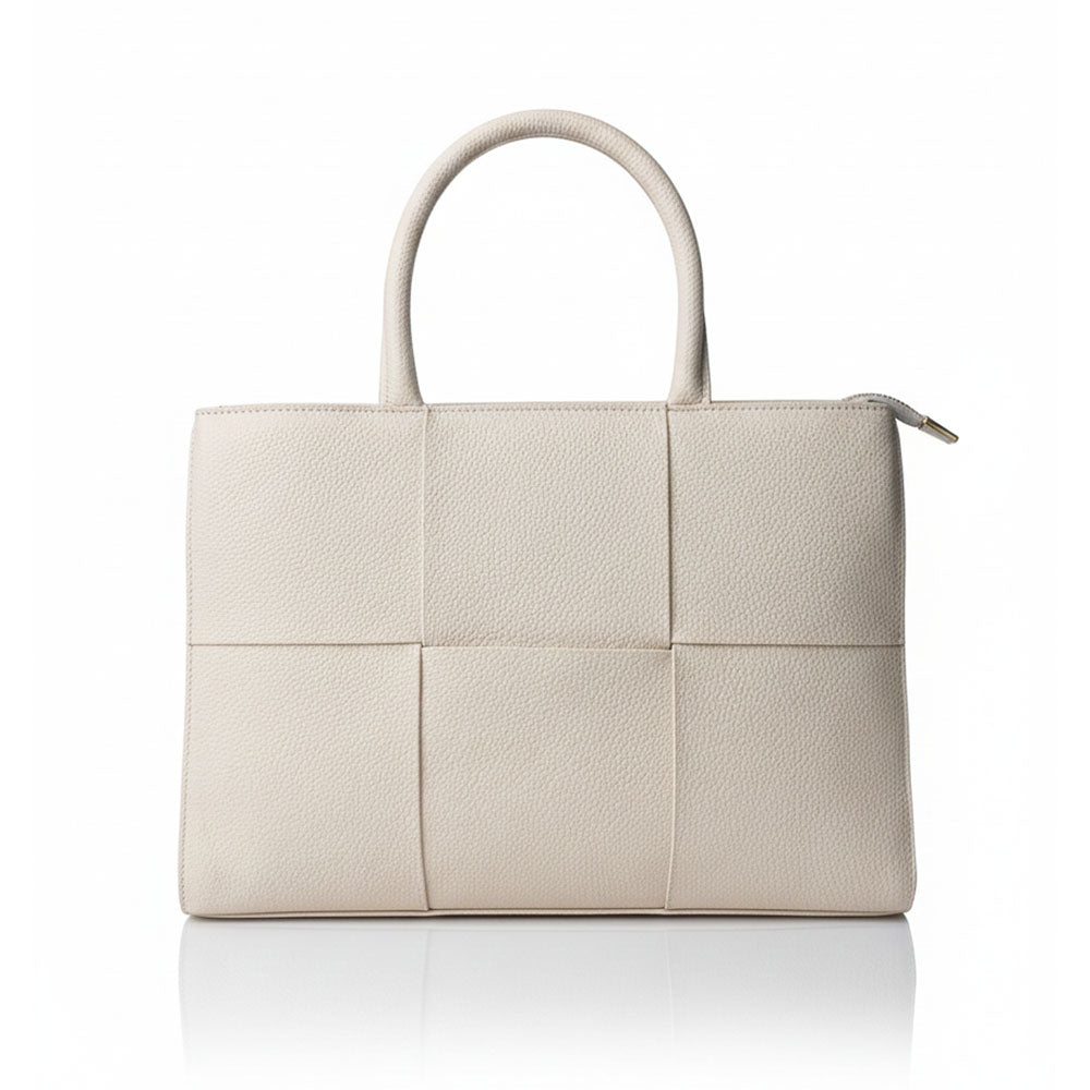 حقيبة يد جلدية منقوشة بنقشة مربعات، موديل BG28-130